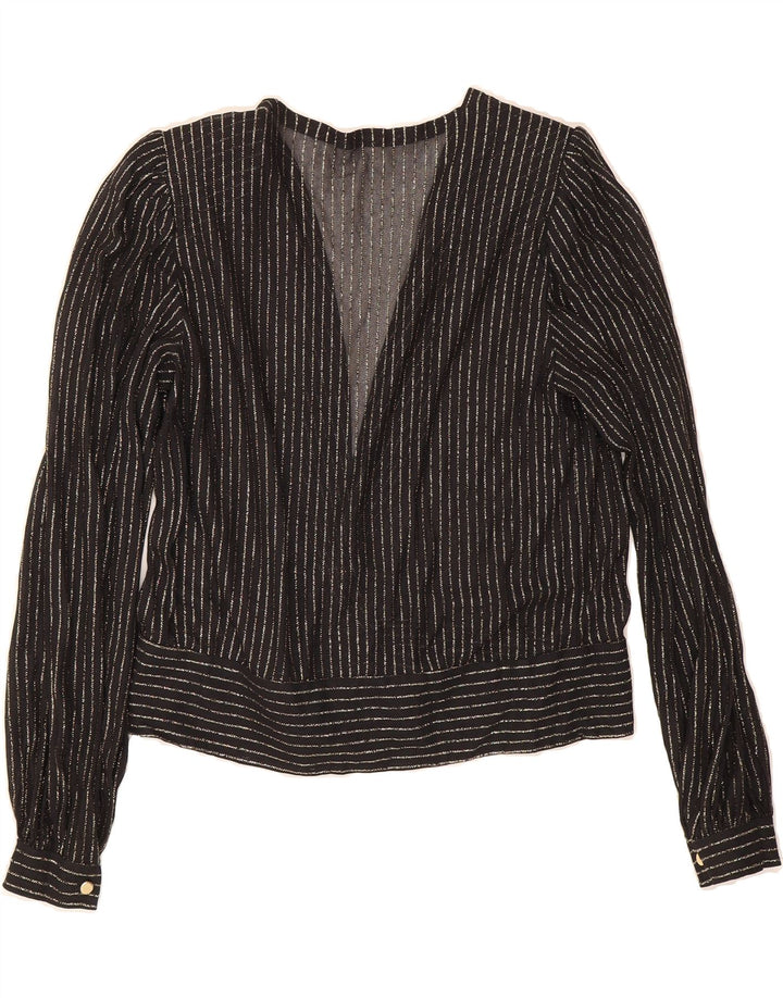 VINTAGE Womens Blouse Top UK 12 Medium Grey Striped Vintage Vintage and Second-Hand Vintage from Messina Hembry 