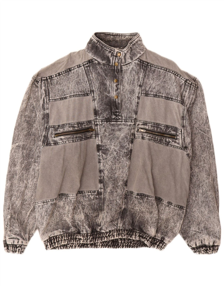 VINTAGE Γυναικείο πουλόβερ Τζιν Μπουφάν UK 20 2XL Γκρι βαμβακερό