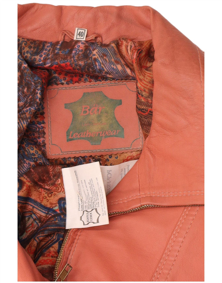 Vintage Γυναικείο Oversized Δερμάτινο Μπουφάν EU 40 Medium Pink Leather