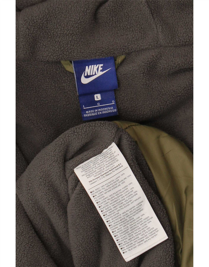 Ανδρικό μπουφάν Nike με κουκούλα αντιανεμικό UK 40 Large Khaki Colorblock Πολυεστέρας