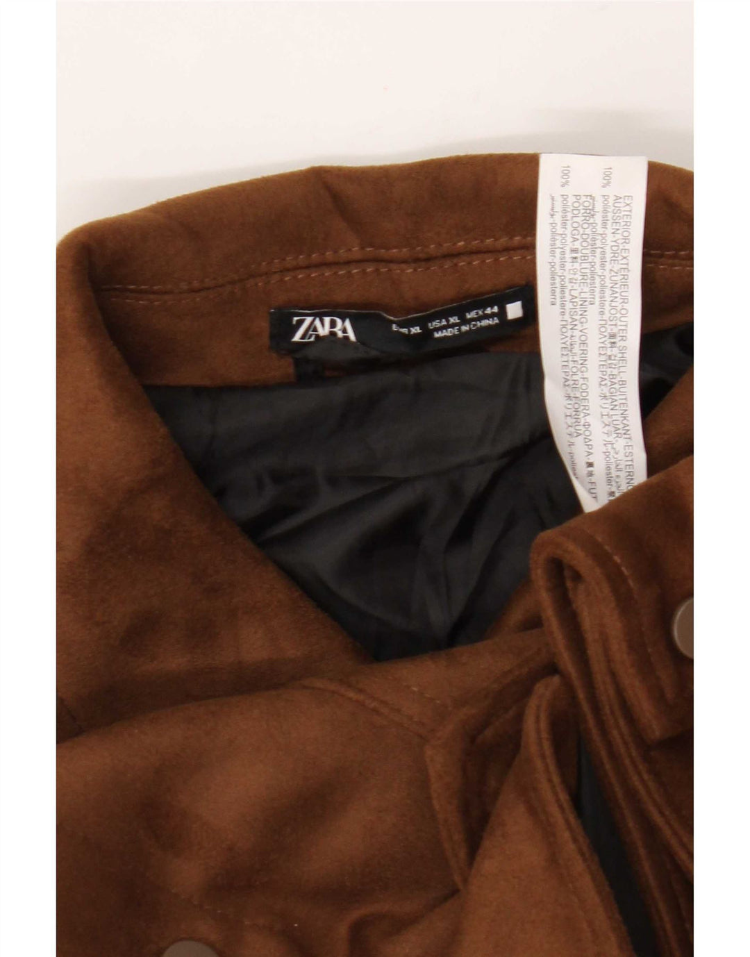 Zara Ανδρικό Faux Suede Bomber Jacket UK 42 XL Beige Polyester