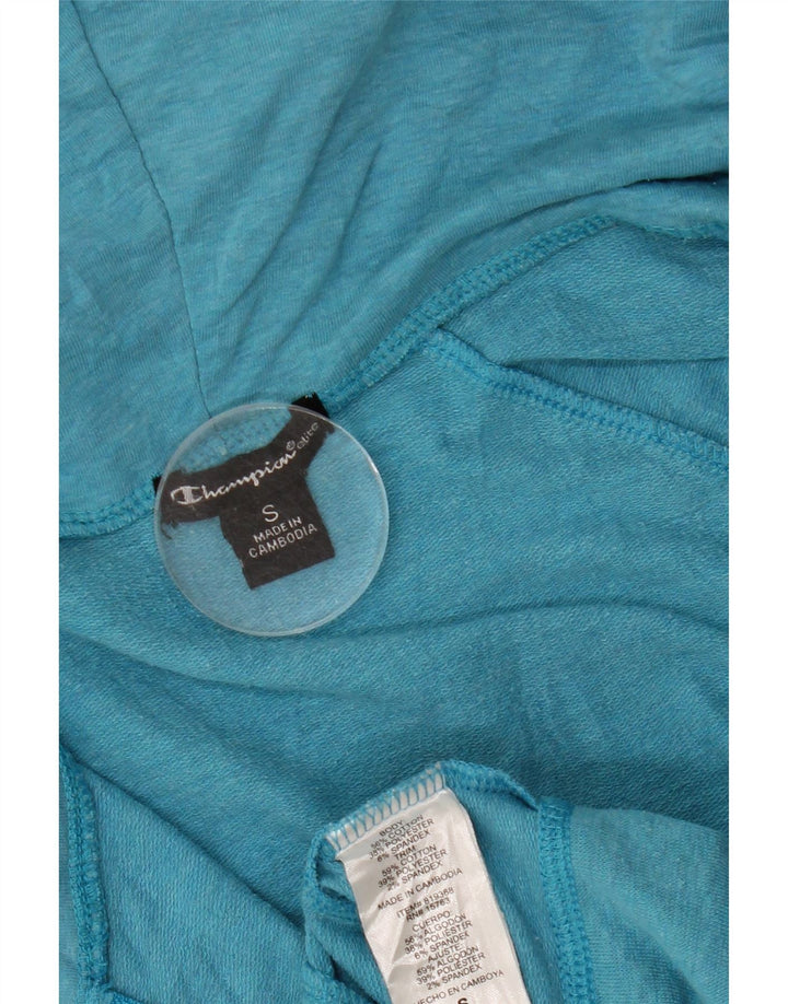 Champion γυναικείο πουλόβερ με κουκούλα με φερμουάρ UK 10 Small μπλε βαμβακερό