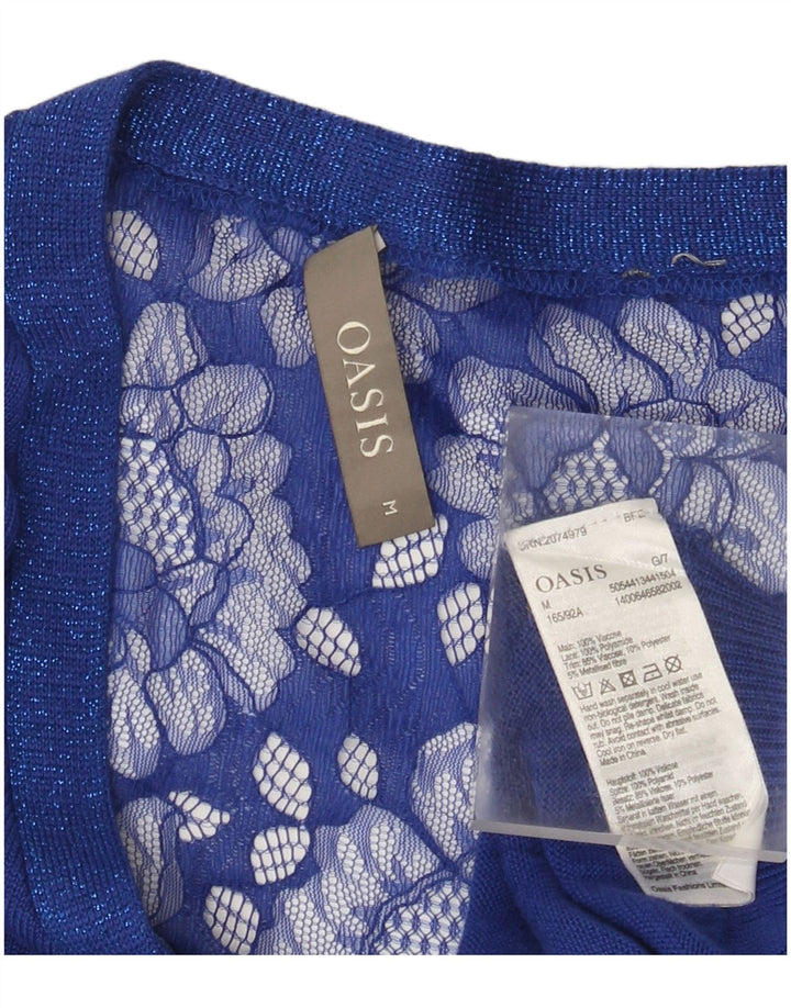 Γυναικεία μπλούζα μπλούζας Oasis Top UK 14 Medium Blue Floral Viscose