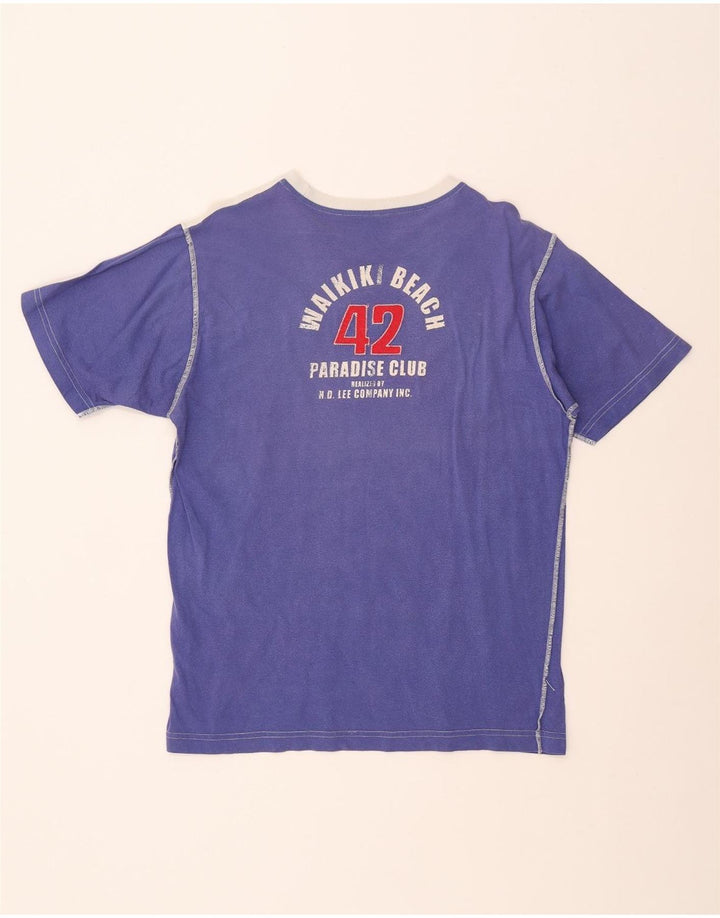 Ανδρικό γραφικό T-Shirt LEE Top Large Blue Colourblock Βαμβακερό