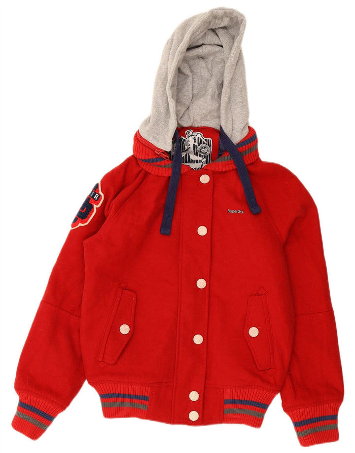 Superdry Γυναικείο Μπουφάν Varsity με κουκούλα UK 16 Large Red Colourblock