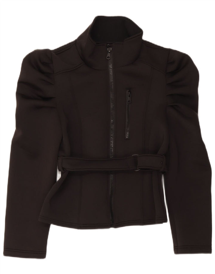 Zara Γυναικείο Bomber Jacket UK 14 Large Black Polyester