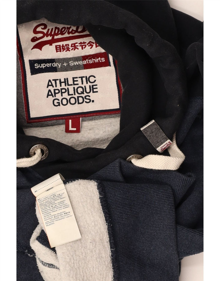 Ανδρικό γραφικό κουκούλα SUPERDRY Μεγάλο μπλε ναυτικό βαμβακερό μπλοκ