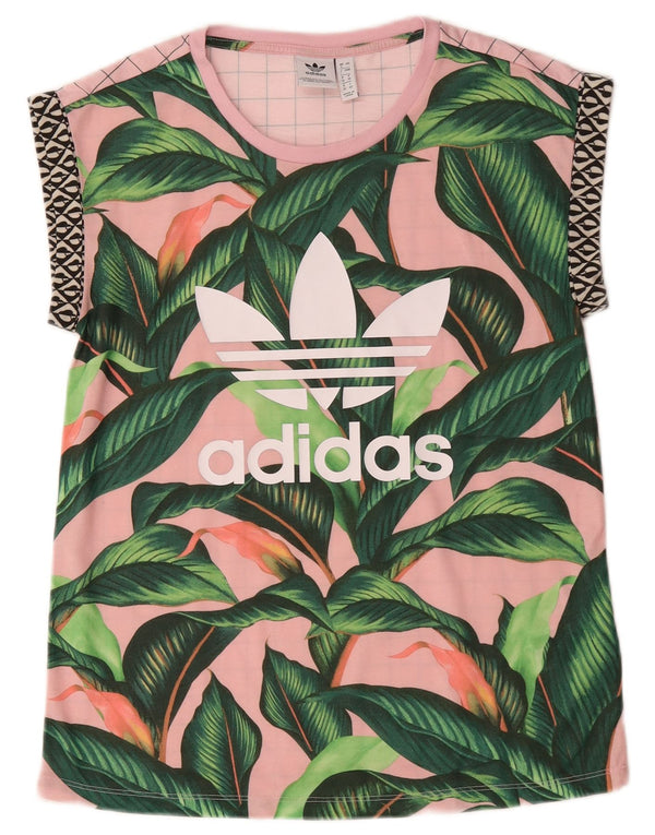 Γυναικείο γραφικό μπλουζάκι Adidas Top UK 8 Small Pink Floral Polyester