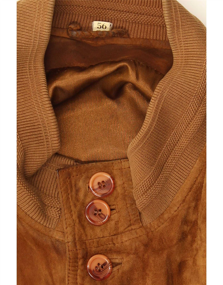 Vintage Ανδρικό Suede Bomber Jacket IT 56 3XL Καφέ