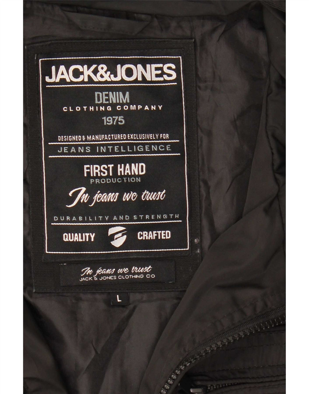 Jack & Jones Mens Military Jacket UK 40 Large Black Polyester