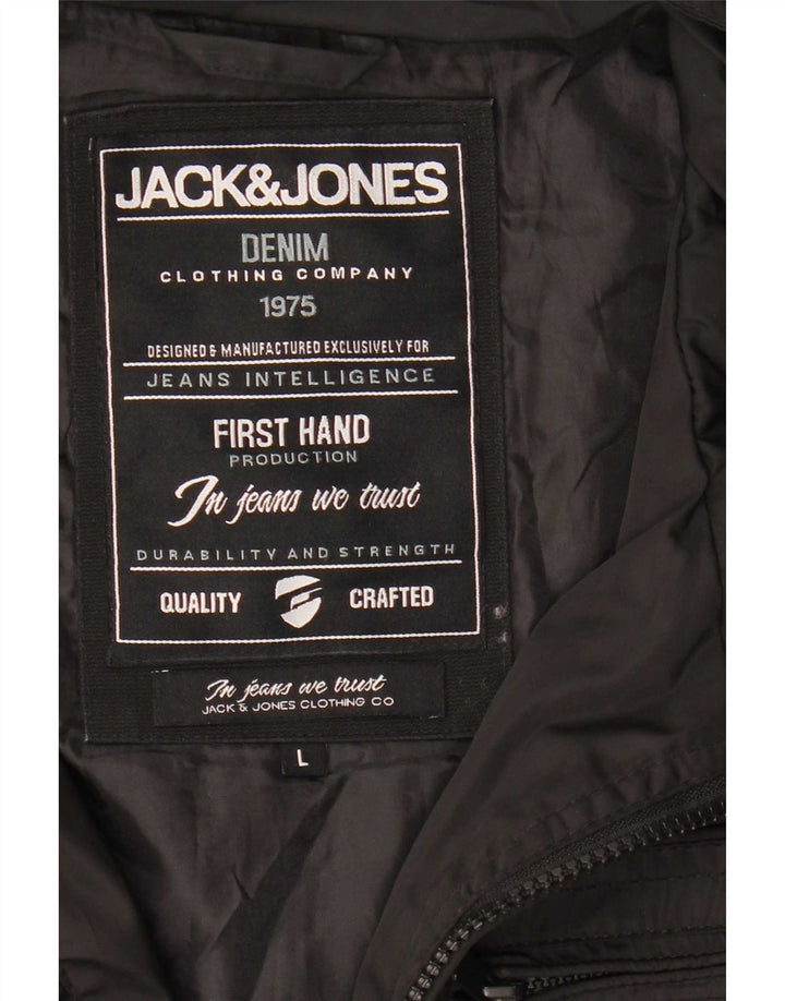 Jack & Jones Mens Military Jacket UK 40 Large Black Polyester