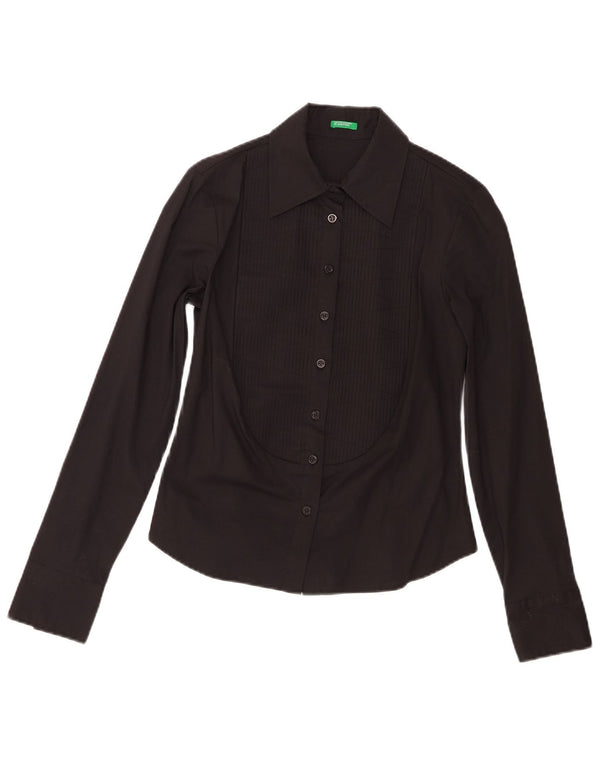 Benetton Γυναικείο σμόκιν πουκάμισο UK 10 Small μαύρο βαμβακερό