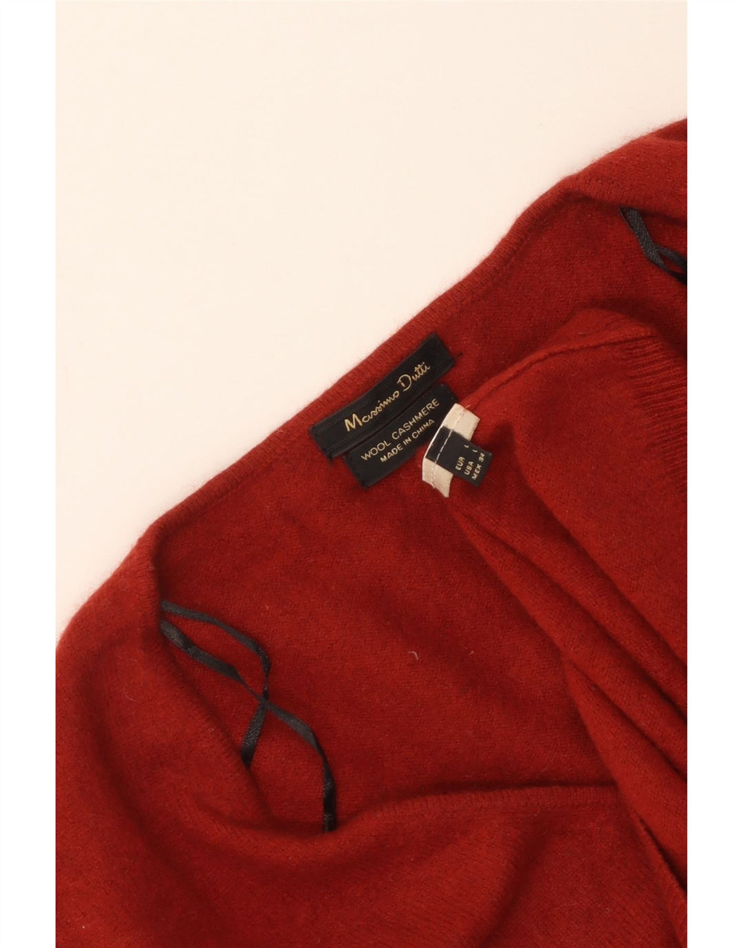 MASSIMO DUTTI Γυναικείο πουλόβερ με V λαιμόκοψη UK 14 μεγάλο κόκκινο μαλλί