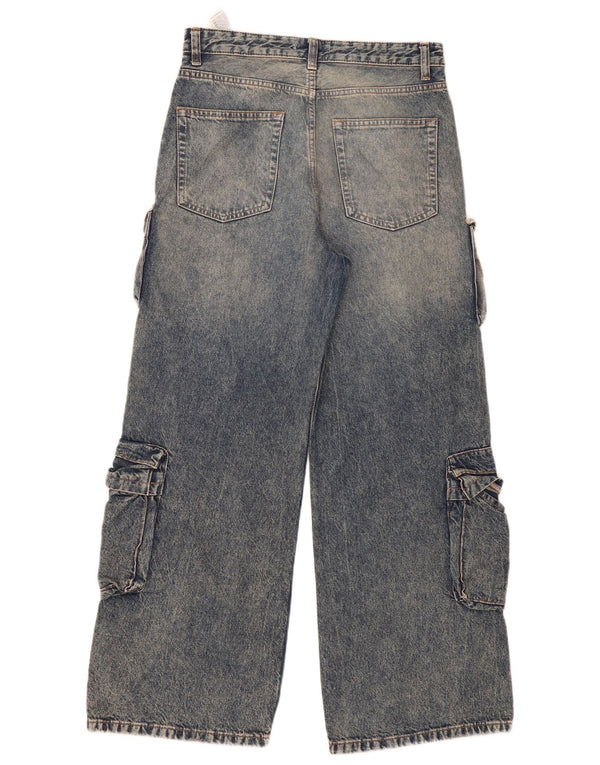 Pull & Bear Womens Cargo Loose Jeans EU 36 XS W26 L30 Navy Blue Cotton