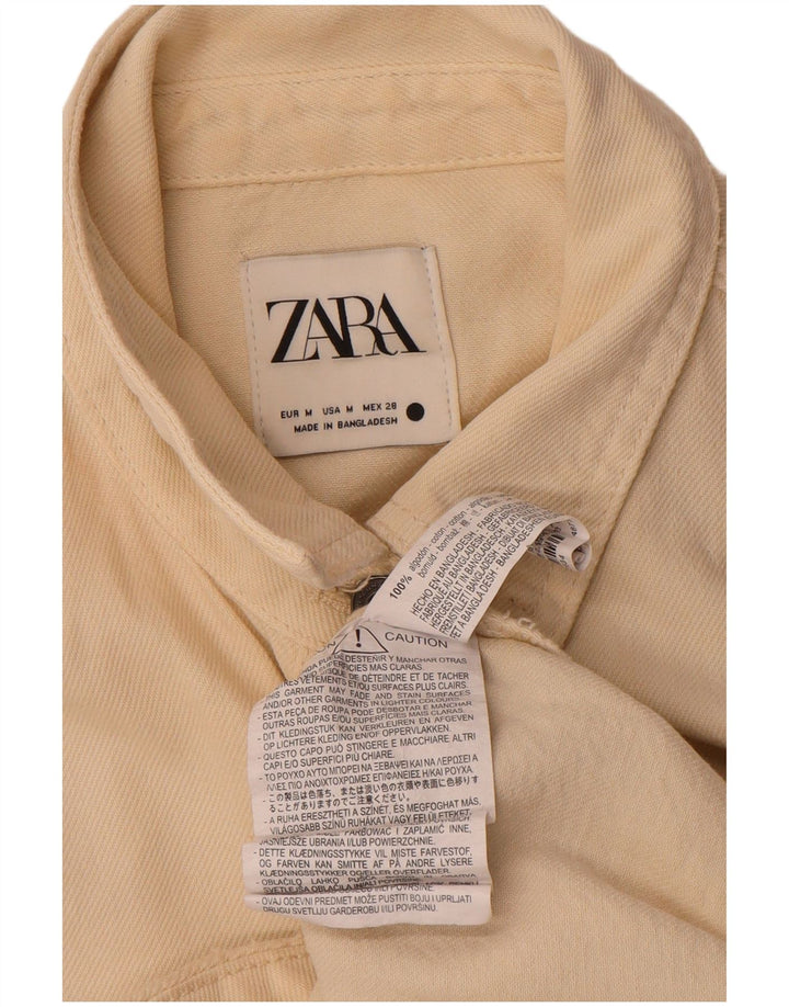 Zara Γυναικείο πουκάμισο τζιν μεγάλου μεγέθους UK 14 Βαμβακερό μεσαίο υπόλευκο