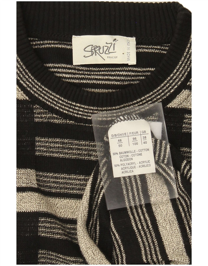 Vintage ανδρικό πουλόβερ με λαιμόκοψη UK 38/40 Μεσαίο μαύρο γεωμετρικό