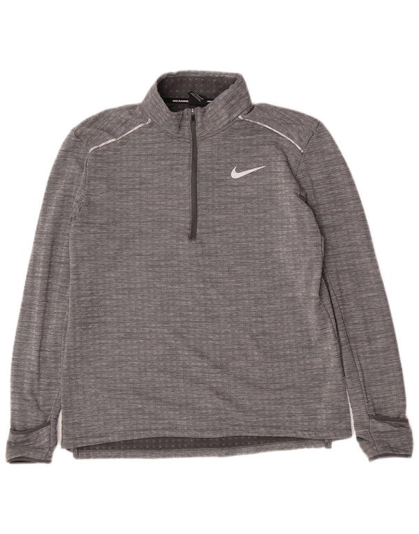 Nike Mens Running Zip Neck Pullover Tracksuit Top Large Grey Polyester