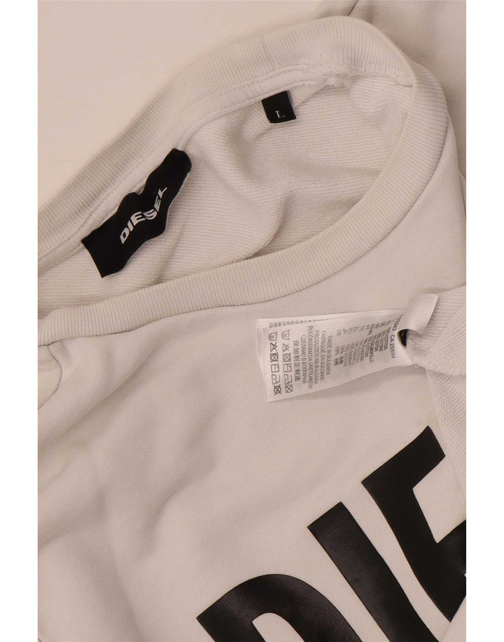Diesel Ανδρικό γραφικό φούτερ Jumper μεγάλο λευκό βαμβακερό