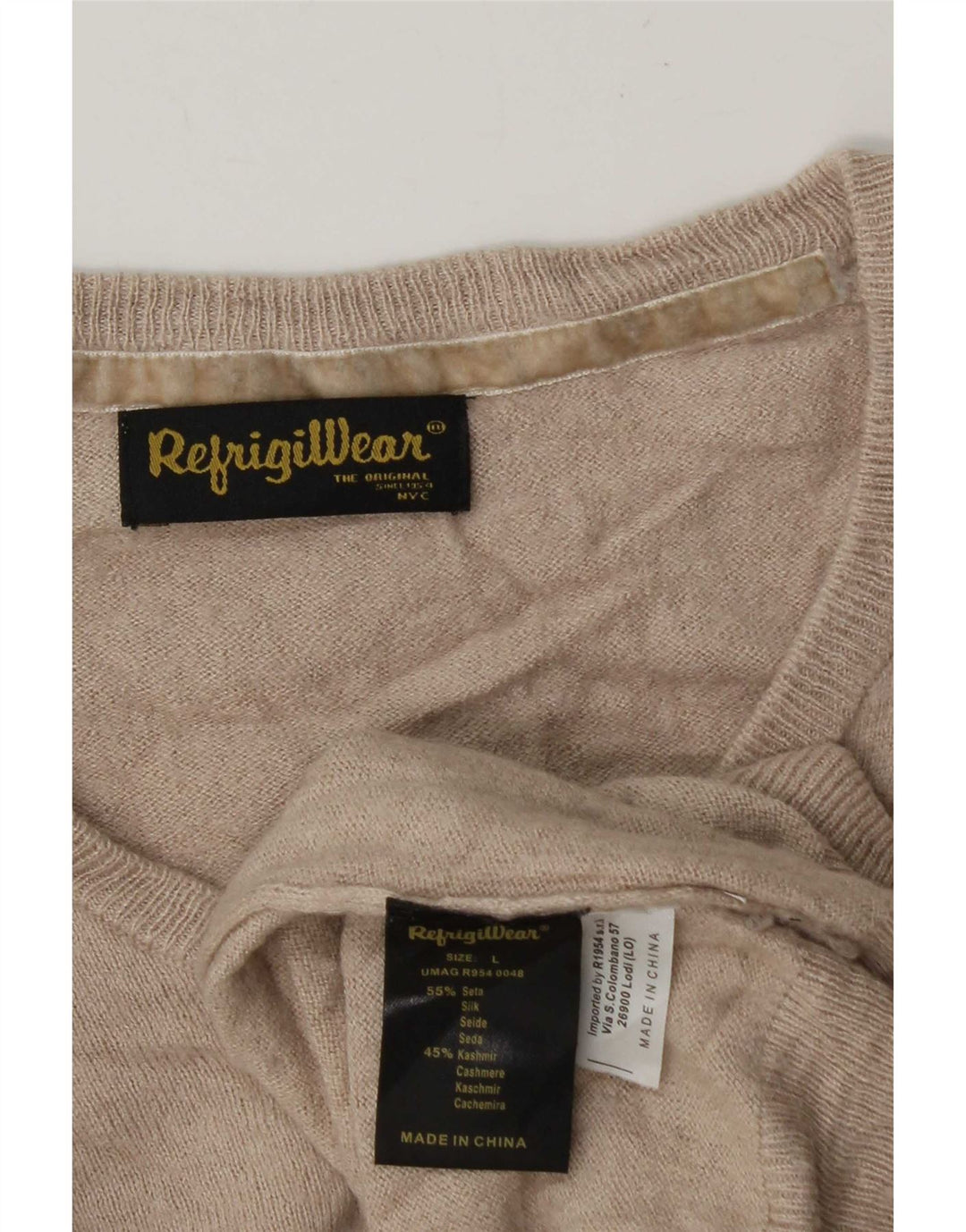 Refrigiwear Ανδρικό πουλόβερ με λαιμόκοψη V-λαιμόκοψη Μεγάλο μπεζ μεταξωτό