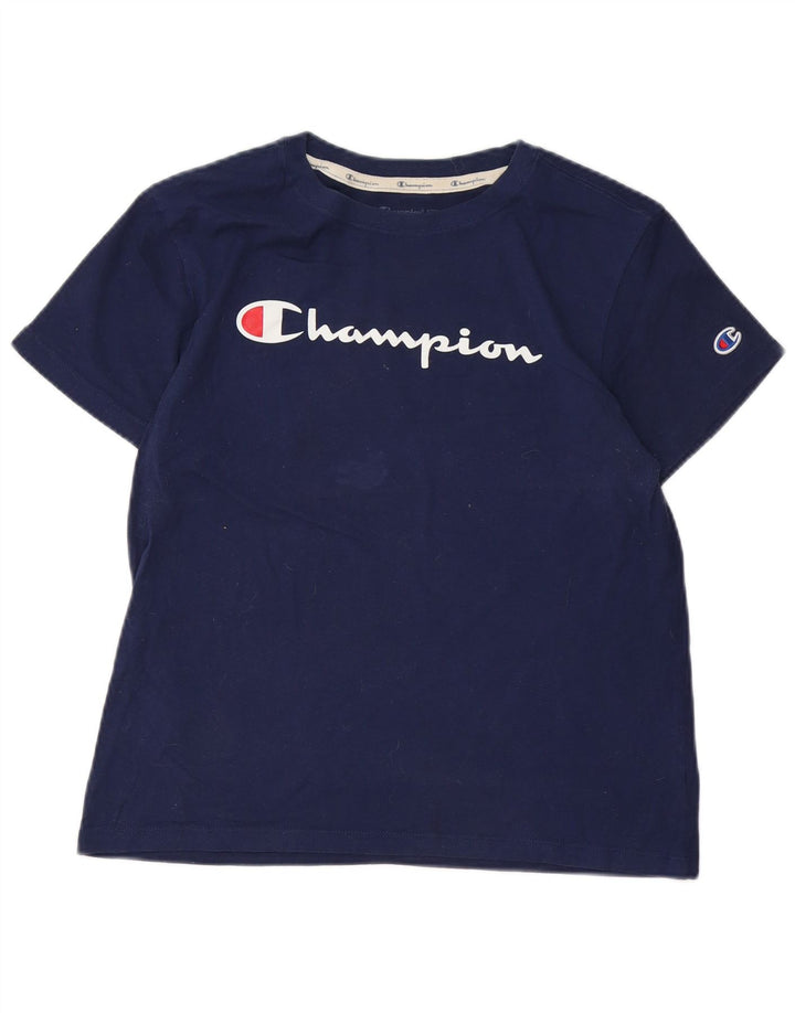 Γυναικείο T-Shirt CHAMPION Top UK 12 Medium Navy Blue