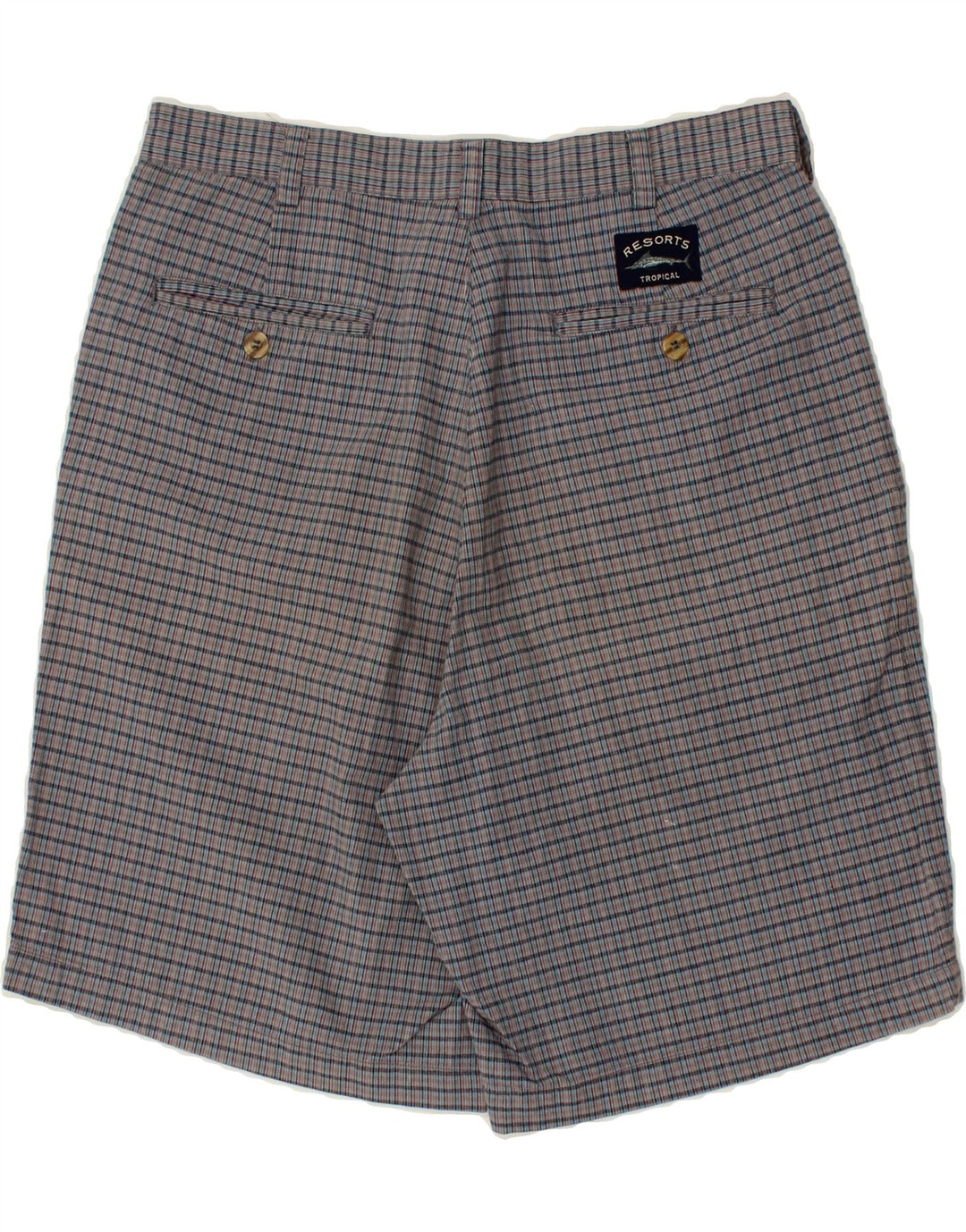 Ανδρικό σορτς chino VINTAGE W32 Μεσαίο γκρι βαμβακερό καρέ