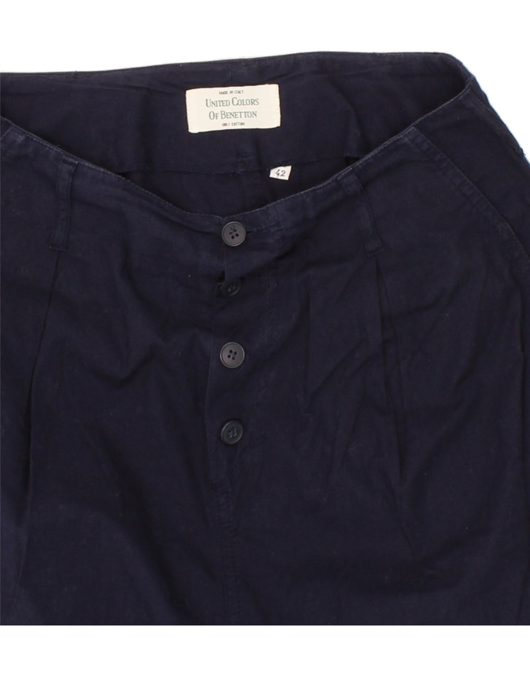 BENETTON Womens Pencil Skirt IT 42 Medium  W30 Navy Blue Cotton Vintage Benetton and Second-Hand Benetton from Messina Hembry 