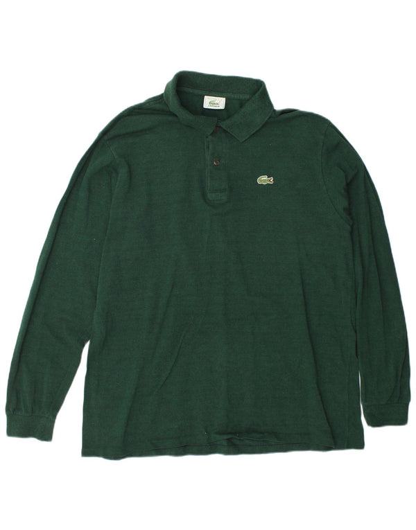 Lacoste Mens Long Sleeve Polo Shirt Size 6 XL Green Cotton