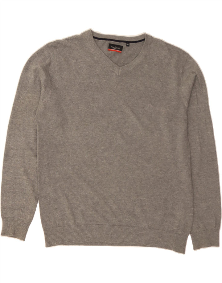 PIERRE CARDIN Mens V-Neck Jumper Sweater Medium Grey Cotton Vintage Pierre Cardin and Second-Hand Pierre Cardin from Messina Hembry 