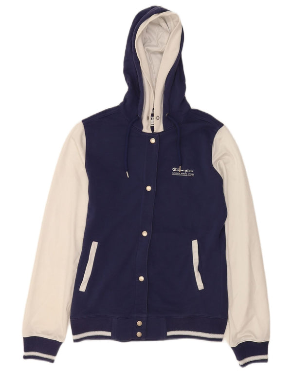 Champion Womens Heritage Fit Varsity Jacket UK 14 Medium Navy Blue