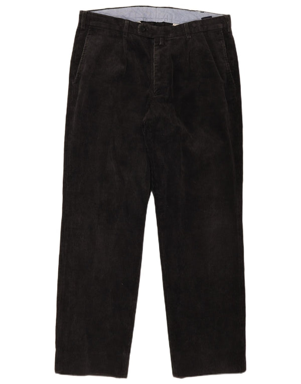 Gant Mens Straight Corduroy Trousers W36 L32 Black Cotton