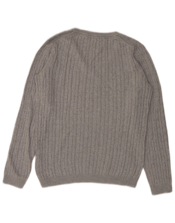 Crew Clothing Γυναικείο πουλόβερ με λαιμόκοψη με V λαιμόκοψη UK 12 μεσαίο βαμβακερό γκρι