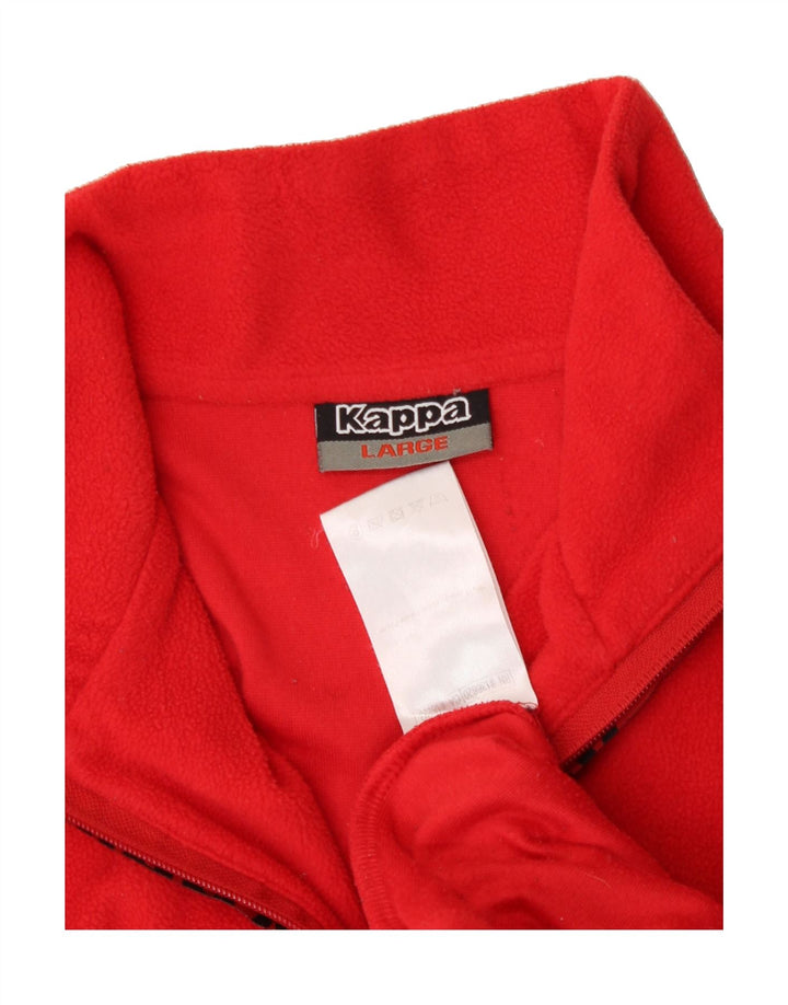 KAPPA Mens Zip Neck Fleece Jumper Large Red Polyester Vintage Kappa and Second-Hand Kappa from Messina Hembry 