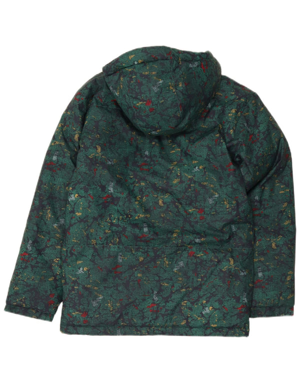 Columbia Boys Hooded Jacket 14-15 Years Large Green Camouflage
