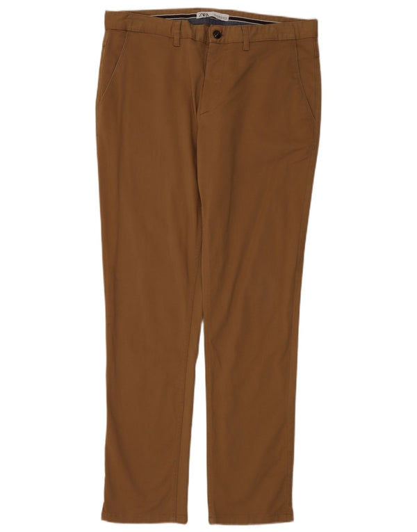 Zara Ανδρικό παντελόνι Chino Slim EU 44 Large W34 L31 Καφέ βαμβακερό