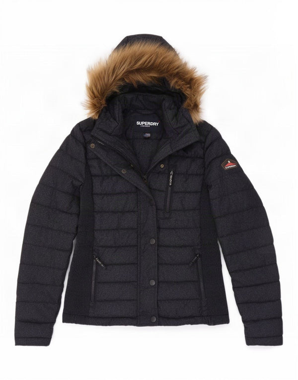 Superdry γυναικείο μπουφάν με κουκούλα UK 18 XL Navy Blue Flecked Nylon