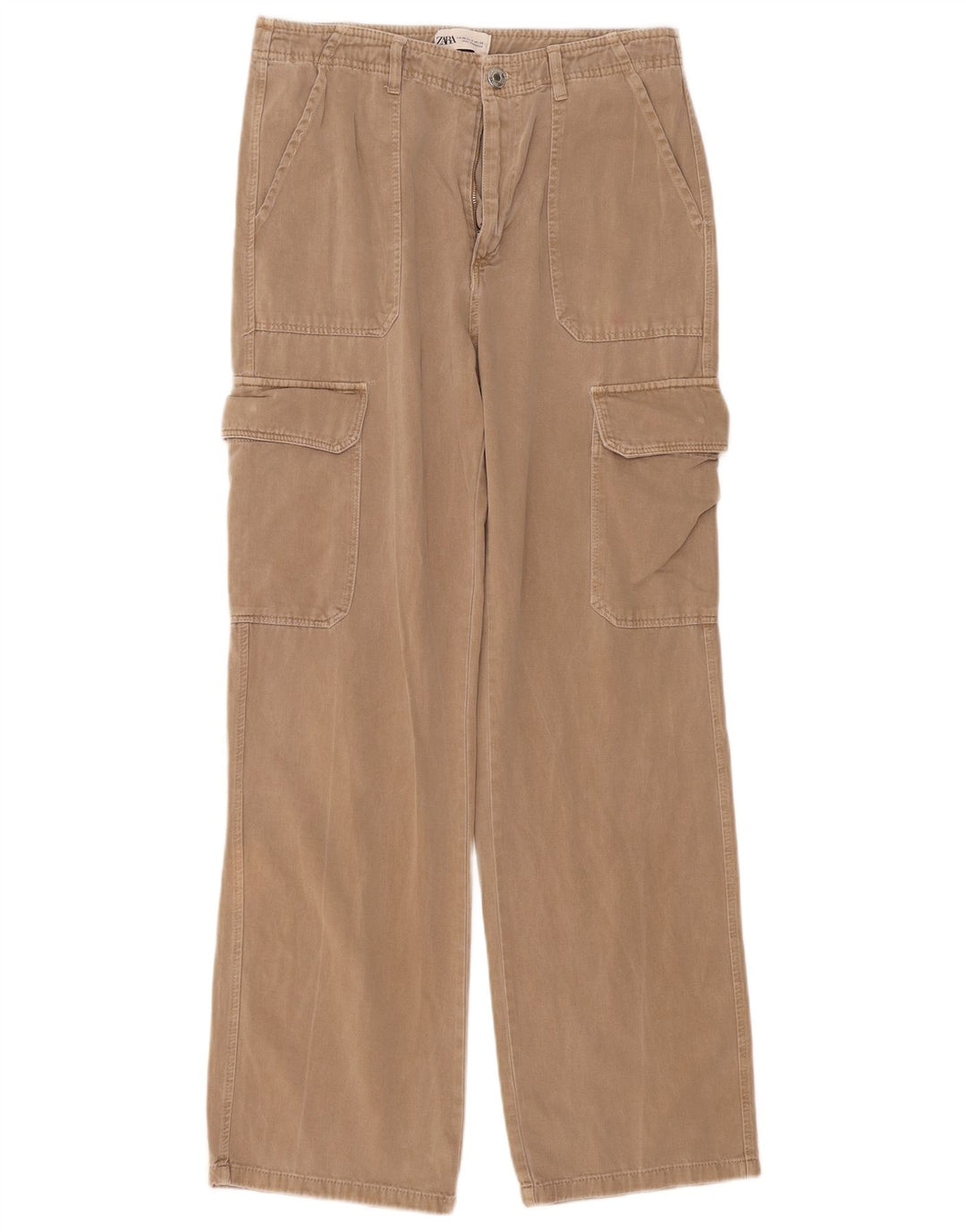 Zara Γυναικείο ίσιο παντελόνι Cargo EU 40 Medium W30 L31 Beige
