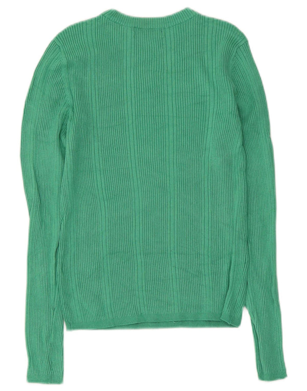 Marks & Spencer Womens Crop Boat Neck Jumper πουλόβερ UK 10 Small Green