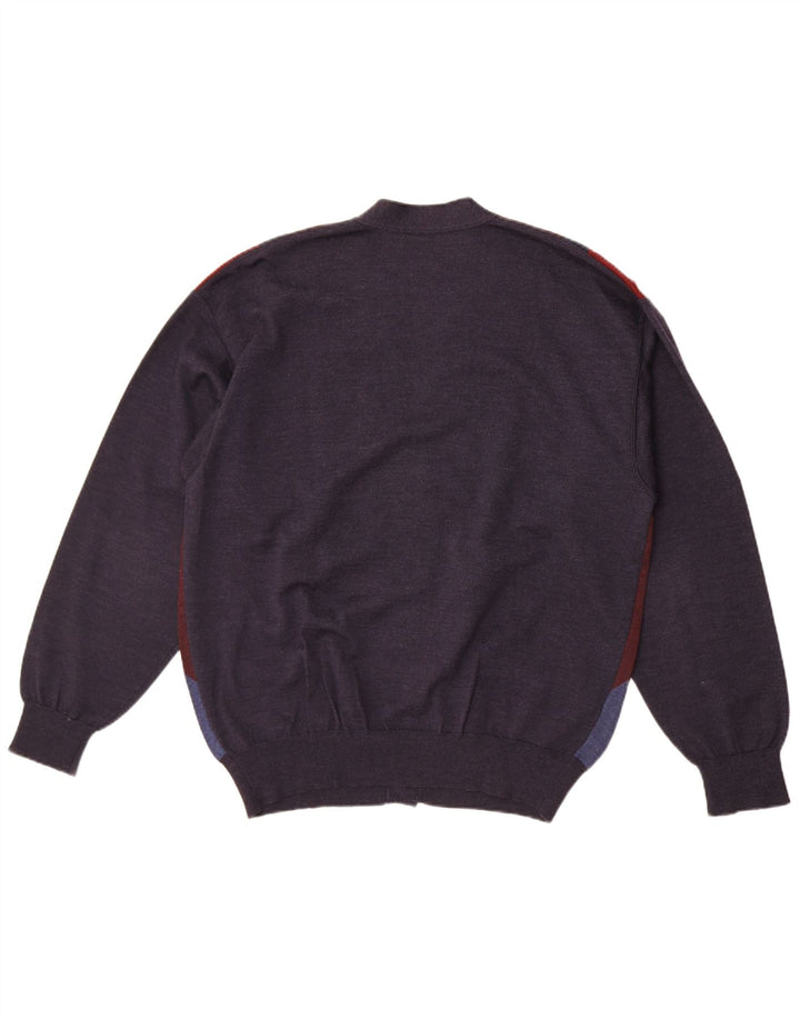 Ανδρικό πουλόβερ vintage ζακέτα IT 54 XL Navy Blue Colorblock μαλλί