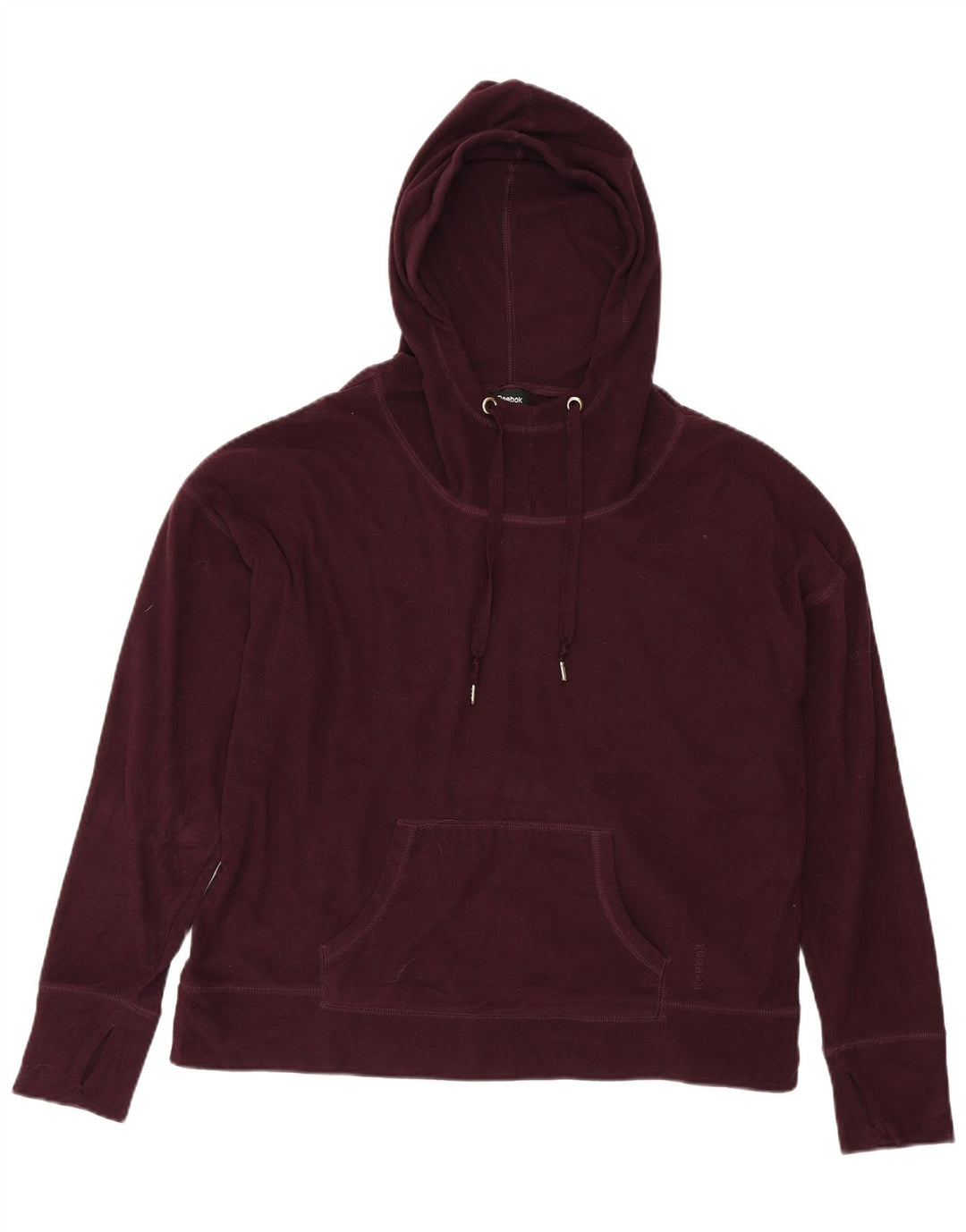 REEBOK Γυναικείο υπερμεγέθη με κουκούλα Fleece Jumper UK 14 Medium Burgundy