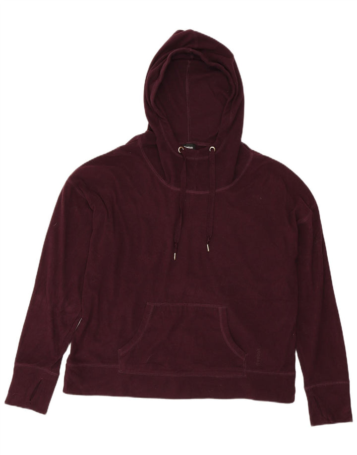 REEBOK Γυναικείο υπερμεγέθη με κουκούλα Fleece Jumper UK 14 Medium Burgundy