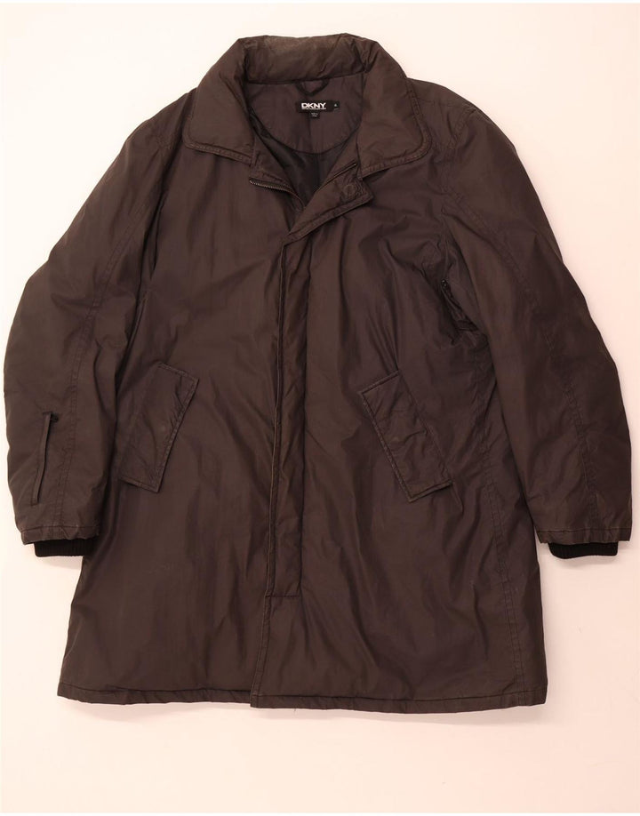 Ανδρικό παλτό με κουκούλα Dkny UK 42 XL Μαύρο βαμβακερό