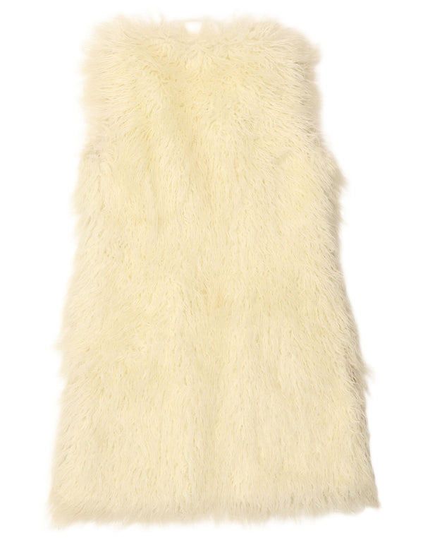 Jayley Womens Open Faux Fur Gilet UK 12 Medium Off White Modacryl