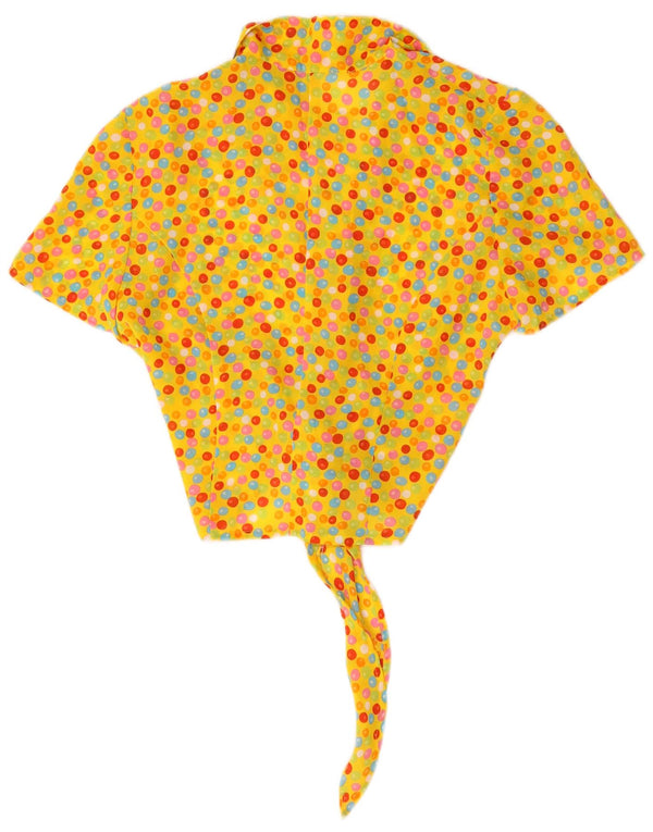 Vintage γυναικείο κοντομάνικο μπλούζα UK 10 Small Yellow Spotted