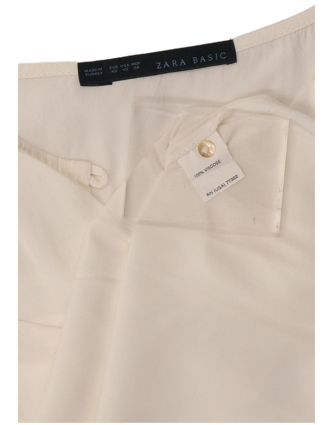 ZARA Γυναικεία Μπλούζα Τοπ UK 6 XS Λευκή βισκόζη