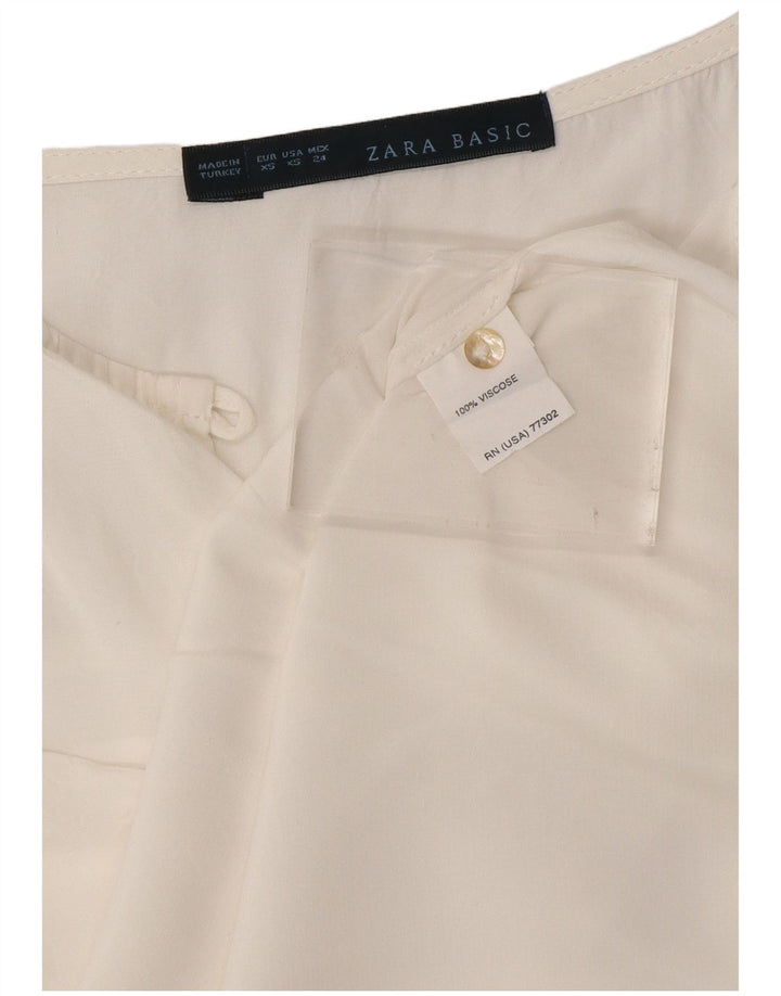 ZARA Γυναικεία Μπλούζα Τοπ UK 6 XS Λευκή βισκόζη