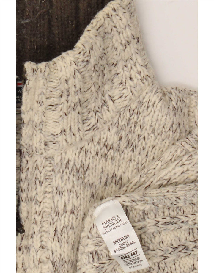 Ανδρικό πουλόβερ Marks & Spencer Blue Harbour με φερμουάρ, μεσαίο λευκό