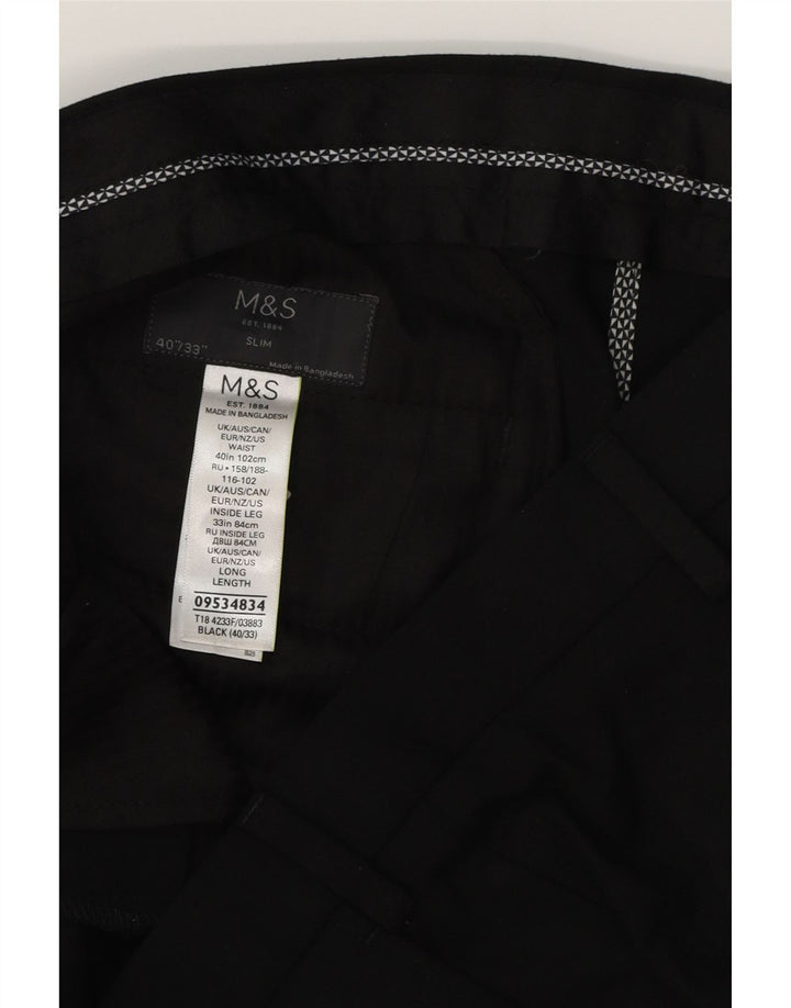 MARKS & SPENCER Ανδρικό Slim παντελόνι Chino W40 L33 Μαύρο Πολυεστέρας