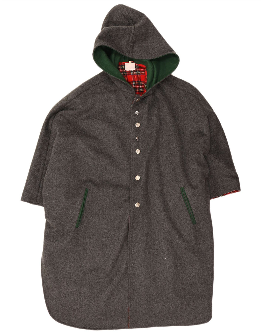 Vintage Γυναικείο Παλτό Poncho με κουκούλα One Size Γκρι