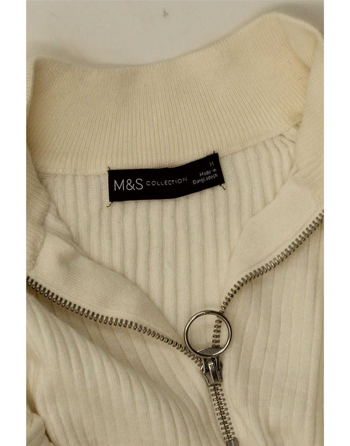 Marks & Spencer Γυναικείο πουλόβερ με φερμουάρ UK 14 Medium Off White