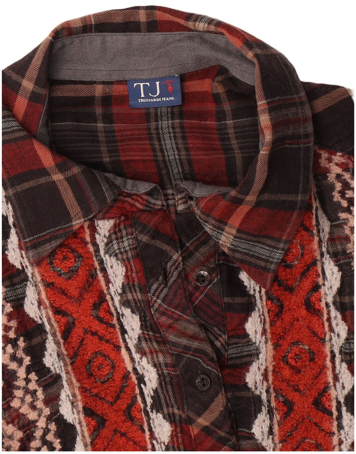 Trussardi Γυναικείο Longline πουκάμισο UK 14 μεσαίου μπορντό